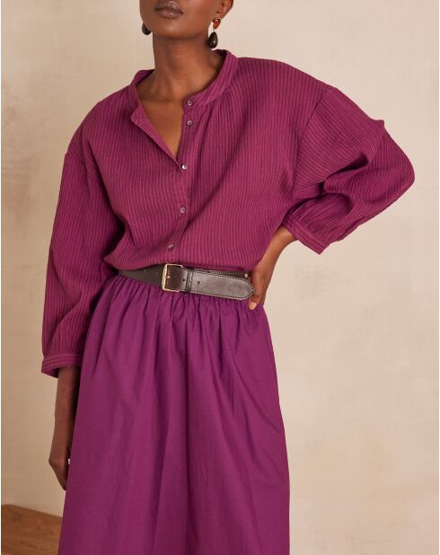 Sigrid Bl Dunkelfuchsiafarbene Streifenbluse