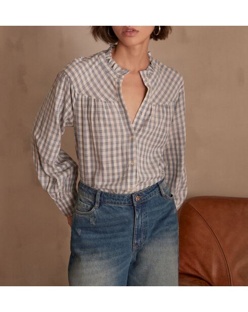 Berlioz Bl karierte Bluse in leicht gewaschener Farbe