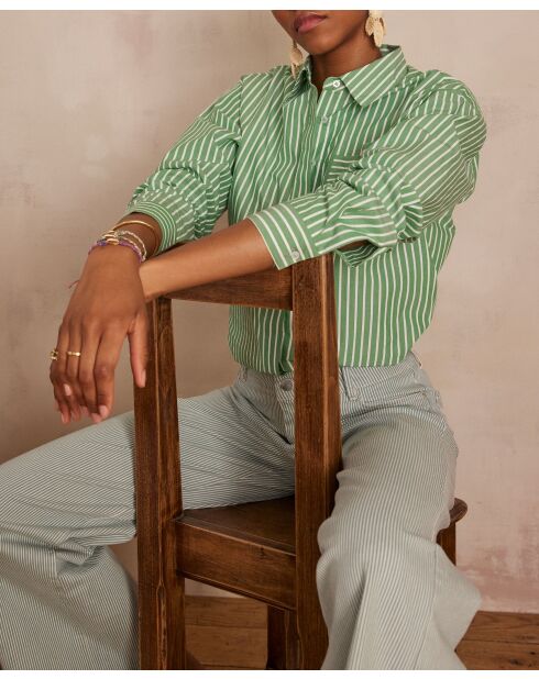 Chemisier Preston Ch rayure vert anglais