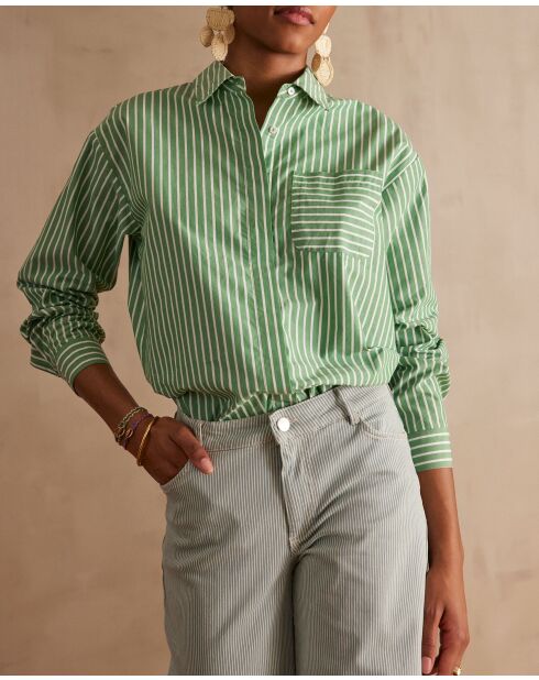 Chemisier Preston Ch rayure vert anglais