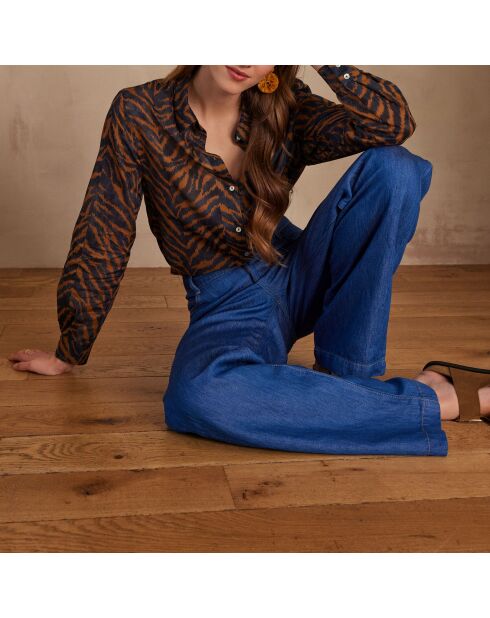 Dunkelindigofarbene Hose Sandy bis mit weitem Bein