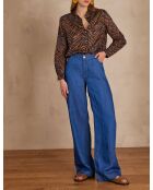 Dunkelindigofarbene Hose Sandy bis mit weitem Bein