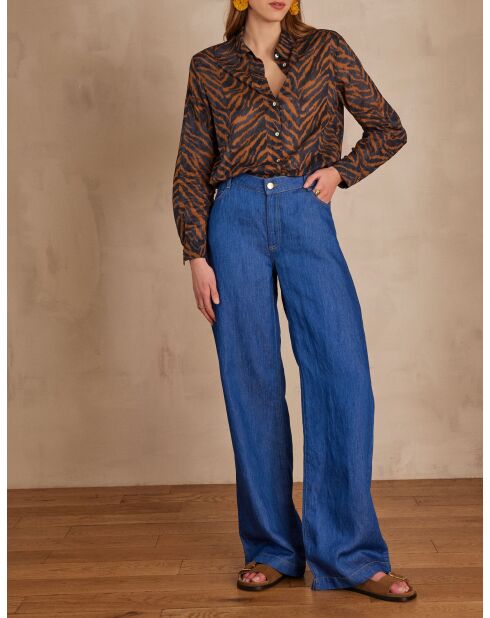 Dunkelindigofarbene Hose Sandy bis mit weitem Bein