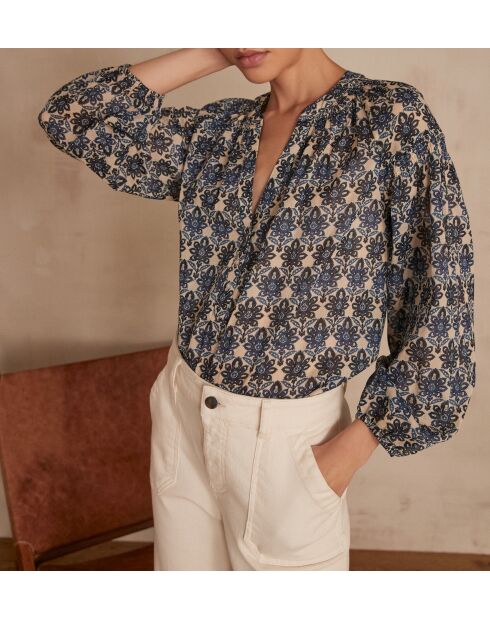 Celia Bl Bluse mit leicht gewaschenem Aufdruck