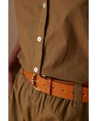 Party Bl Olivgrüne Popeline-Bluse