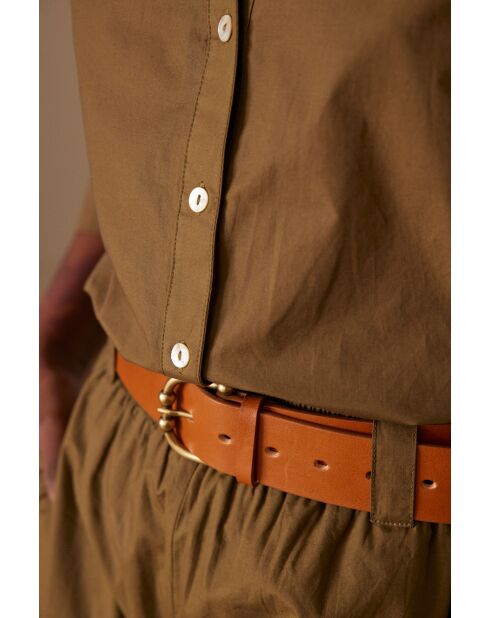 Party Bl Olivgrüne Popeline-Bluse