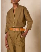 Party Bl Olivgrüne Popeline-Bluse