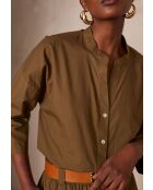 Party Bl Olivgrüne Popeline-Bluse