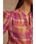 Prudence Bl dunkelfuchsiafarbene karierte Bluse
