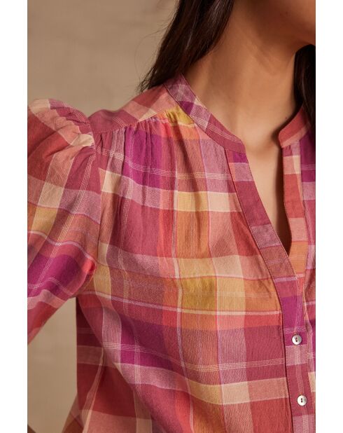 Prudence Bl donkerfuchsia geruite blouse