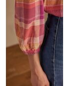 Prudence Bl dunkelfuchsiafarbene karierte Bluse