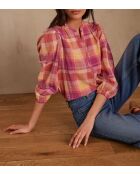 Prudence Bl dunkelfuchsiafarbene karierte Bluse