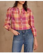 Prudence Bl dunkelfuchsiafarbene karierte Bluse