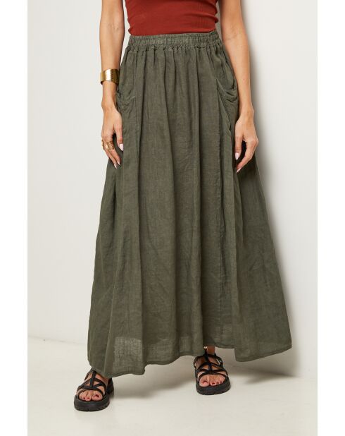 Jupe Tessy 100% Lin kaki