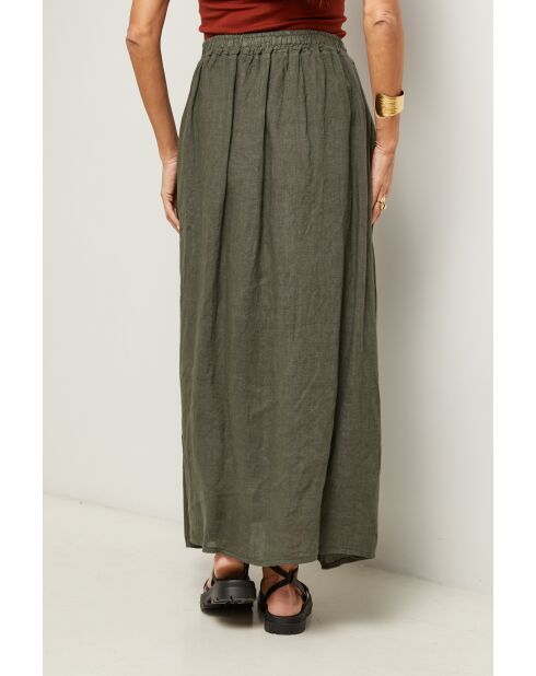 Jupe Tessy 100% Lin kaki