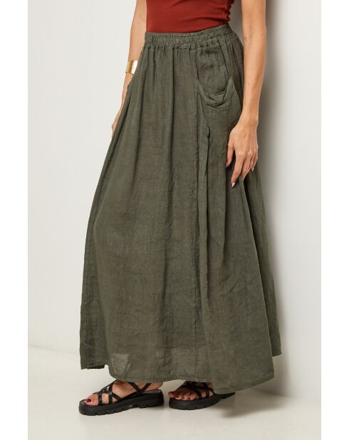 Jupe Tessy 100% Lin kaki