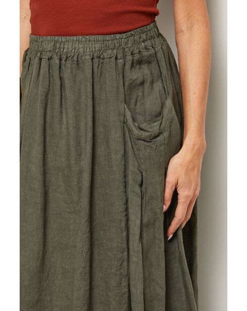 Jupe Tessy 100% Lin kaki