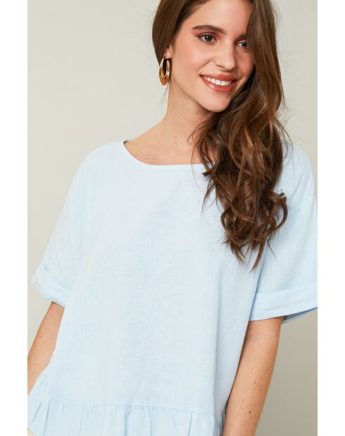 Top Camélia 100% Lin ciel