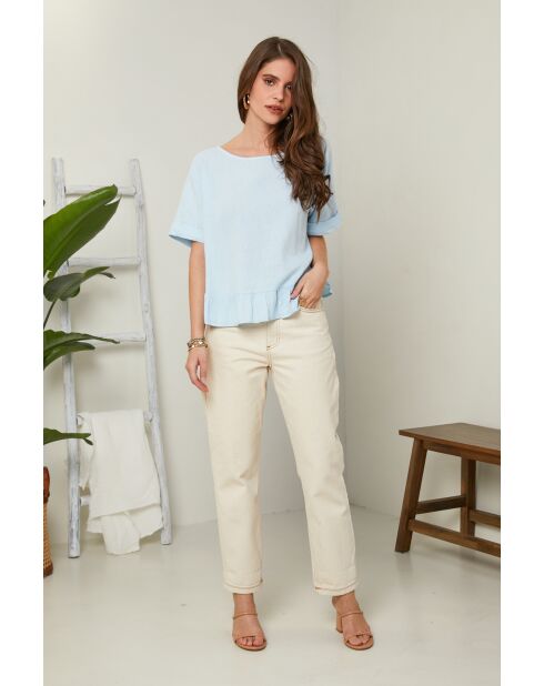 Top Camélia 100% Lin ciel