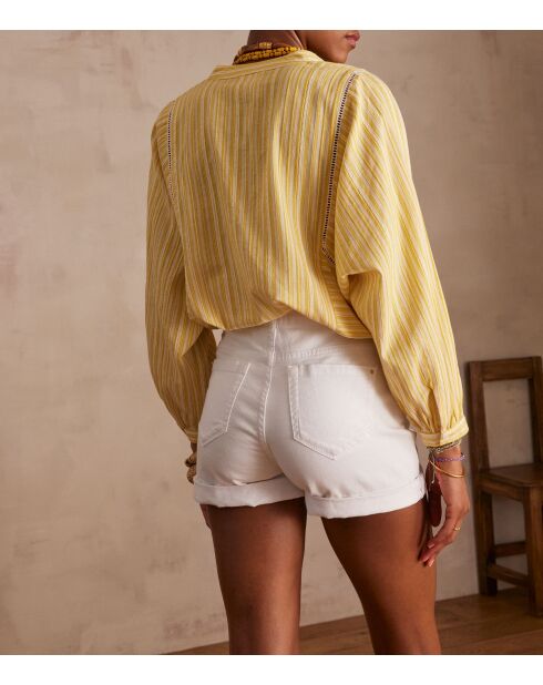 Prue Bl Ockerfarbene gestreifte Bluse