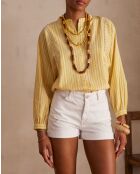 Prue Bl Ockerfarbene gestreifte Bluse