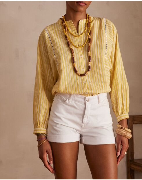 Prue Bl Ockerfarbene gestreifte Bluse