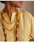 Prue Bl Ockerfarbene gestreifte Bluse