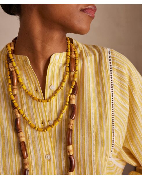 Prue Bl Ockerfarbene gestreifte Bluse