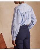 Priscile Bl Himmelblaue Stickbluse