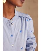 Priscile Bl Himmelblaue Stickbluse