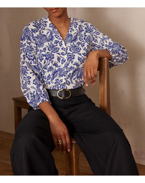 Bedruckte königsblaue Bluse Paddy Bl