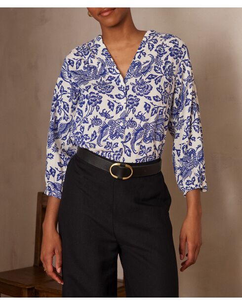 Bedruckte königsblaue Bluse Paddy Bl