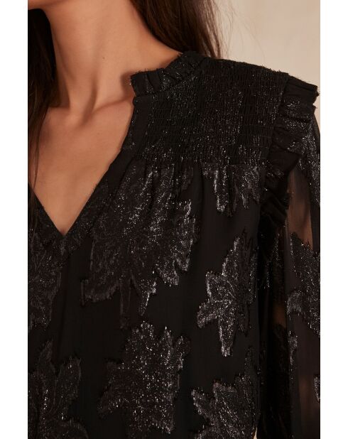 Benie Bl zwarte jacquardblouse