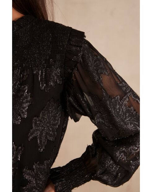 Benie Bl zwarte jacquardblouse