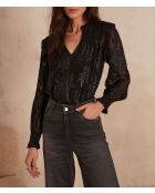 Benie Bl zwarte jacquardblouse