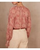 Prune Bl blouse met rode Arabesq print