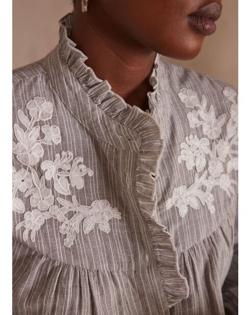 Camicetta ricamata grigio chiaro Pure Bl