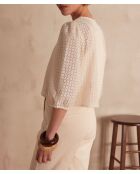 Paco Bl cremefarbene Stickbluse