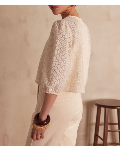 Paco Bl cremefarbene Stickbluse