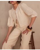 Paco Bl cremefarbene Stickbluse