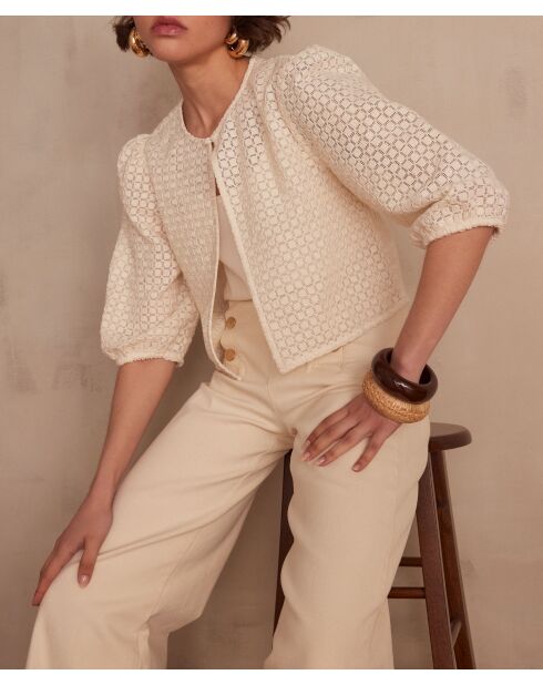 Paco Bl cremefarbene Stickbluse