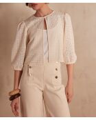 Paco Bl cremefarbene Stickbluse