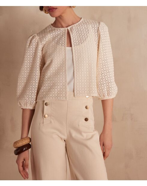 Paco Bl cremefarbene Stickbluse