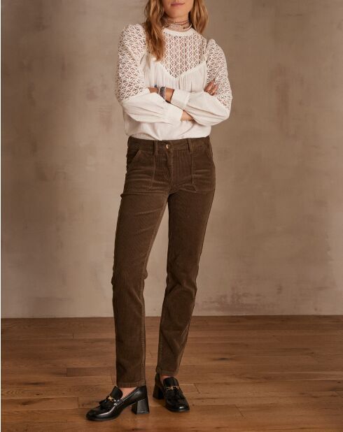 Kaki fluwelen broek Nalla P