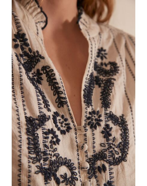 Perrine Bl cremefarbene Stickbluse