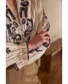 Perrine Bl cremefarbene Stickbluse