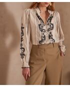 Perrine Bl cremefarbene Stickbluse