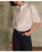 Calina Bl Bestickte schlichte weiße Bluse