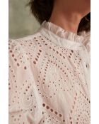 Calina Bl Bestickte schlichte weiße Bluse