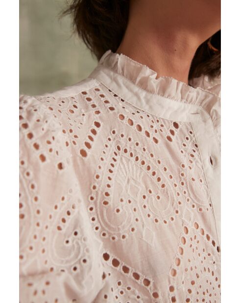 Calina Bl Bestickte schlichte weiße Bluse